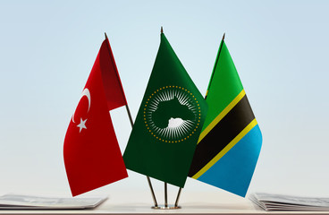 Flags of Turkey African Union and Tanzania