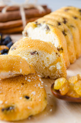 Sweet bread with raisins baked for christmas 