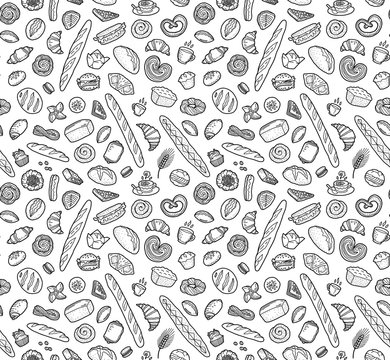 Bakery production vector seamless pattern