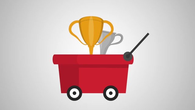 cart with trophys animations  illustration design