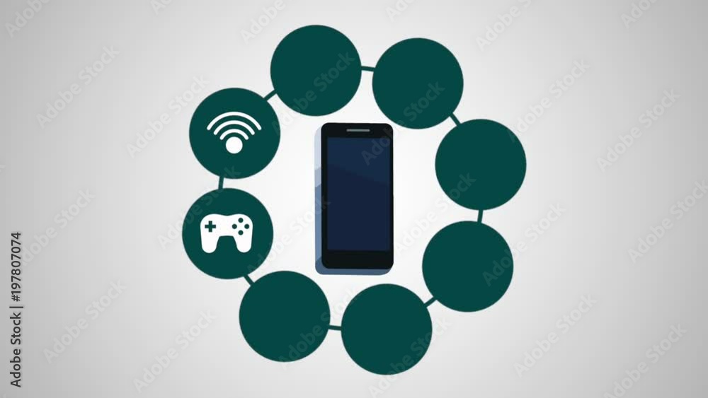 Poster smartphone with menu applications animation illustration design