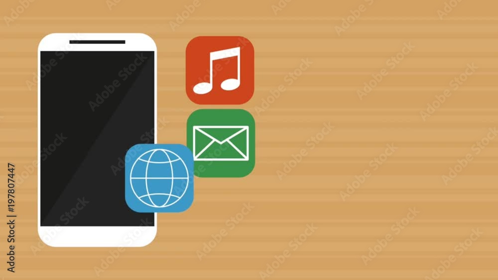 Poster smartphone with menu applications animation illustration design