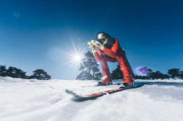 Man practicing Speed Ski Kilometer Launched