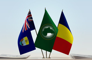 Flags of Saint Helena African Union and Chad