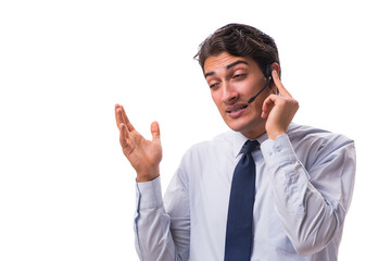 Man with headset isolated on white background