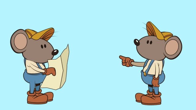 mouse builder with plane character animation  illustration design