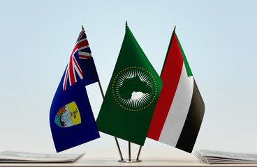 Flags of Saint Helena African Union and Sudan