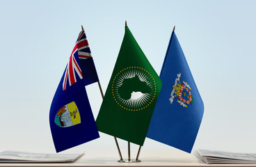 Flags of Saint Helena African Union and Melilla