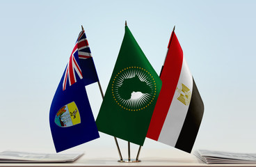 Flags of Saint Helena African Union and Egypt