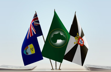 Flags of Saint Helena African Union and Ceuta