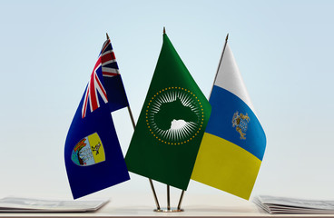 Flags of Saint Helena African Union and Canary Islands