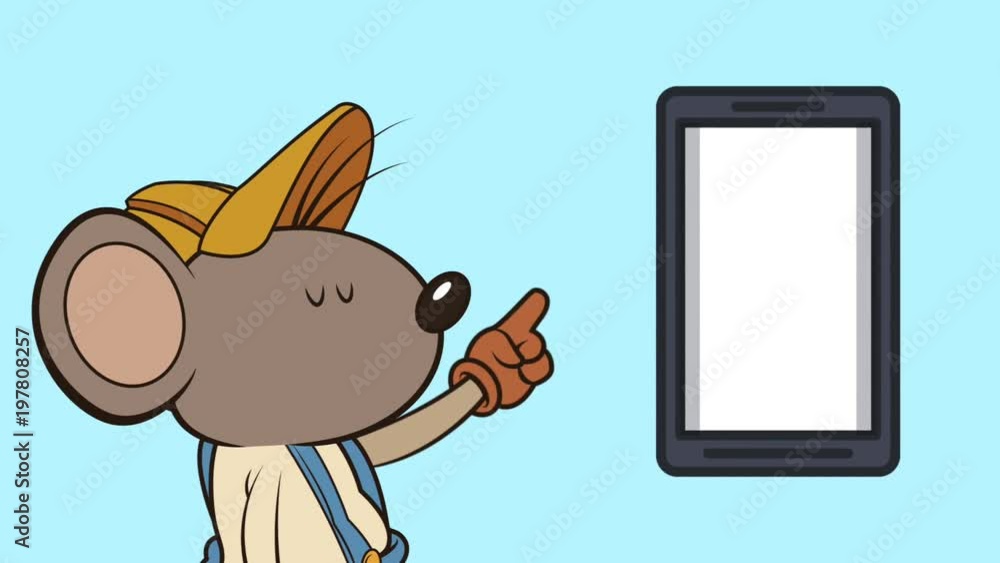 Poster mouse character with error 404 animation illustration design