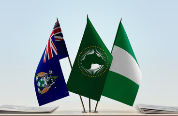 Flags of Ascension Island African Union and Nigeria