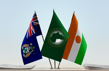 Flags of Ascension Island African Union and Niger