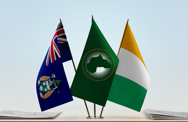 Flags of Ascension Island African Union and Ivory Coast