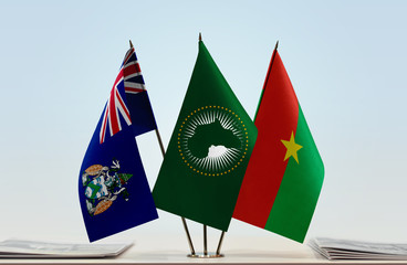 Flags of Ascension Island African Union and Burkina Faso