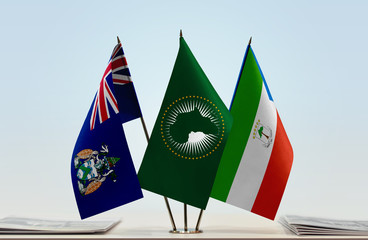 Flags of Ascension Island African Union and Equatorial Guinea