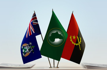 Flags of Ascension Island African Union and Angola