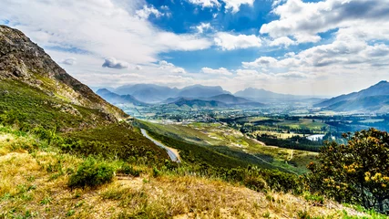 Foto op Canvas Spectacular view of Franschhoek Pass, also called Lambrechts Road R45, which runs along Middagskransberg between Franschhoek and Villiersdorp in the Western Cape Province of South Africa © hpbfotos
