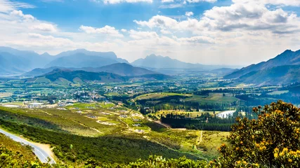 Foto op Canvas Spectacular view of Franschhoek Pass, also called Lambrechts Road R45, which runs along Middagskransberg between Franschhoek and Villiersdorp in the Western Cape Province of South Africa © hpbfotos