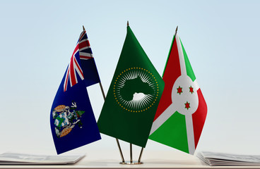 Flags of Ascension Island African Union and Burundi