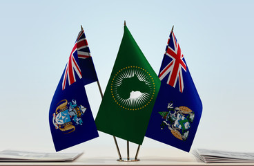 Flags of Tristan da Cunha African Union and Ascension Island