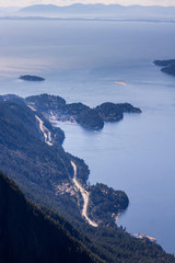 Looking down to Sea-to-Sky highway and Georgia Strait