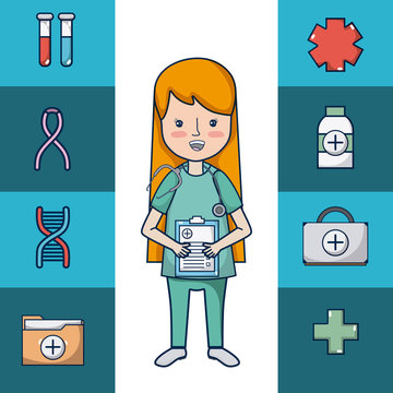 Doctor with medical symbols
