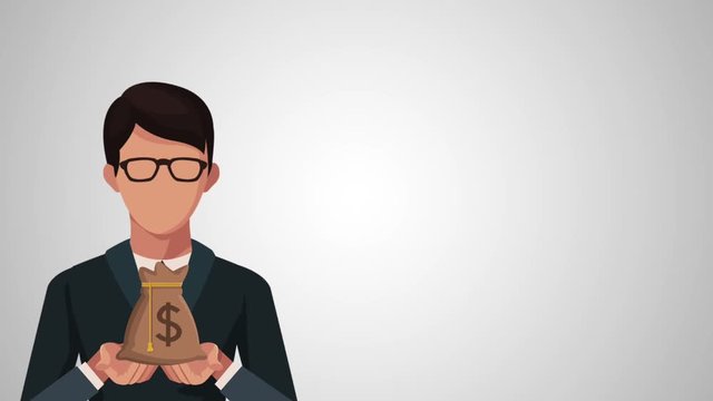 businessman with money bag avatar animation  illustration design