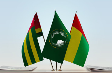 Flags of Togo African Union and Guinea-Bissau