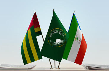 Flags of Togo African Union and Equatorial Guinea