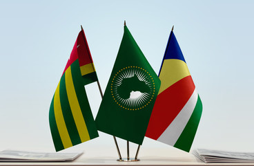 Flags of Togo African Union and Seychelles
