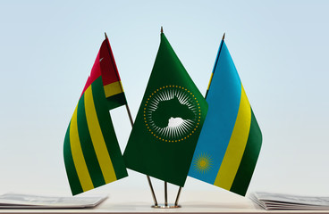 Flags of Togo African Union and Rwanda