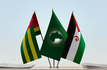 Flags of Togo African Union and Sahrawi Arab Democratic Republic