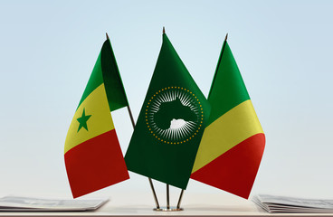 Flags of Senegal African Union and Republic of the Congo