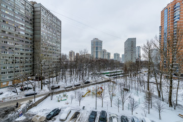 New apartment buildings in Moscow in winter
