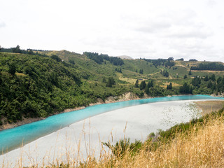 Glacial Blue Rakaia River at Rakaia Gorge, Canterbury, New Zealand
