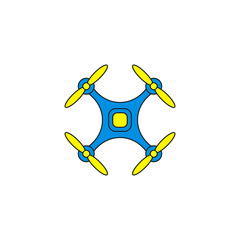 Drone Quadcopter simple color icon on white background. Vector symbol