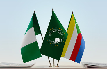 Flags of Nigeria African Union and Comoros