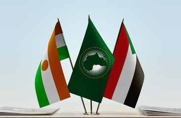 Flags of Niger African Union and Sudan