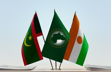  Flags of Mauritania African Union and Niger