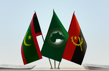  Flags of Mauritania African Union and Angola