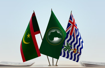  Flags of Mauritania African Union and British Indian Ocean Territory