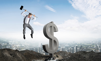 Global business and money concepts. Falling dollar currency.