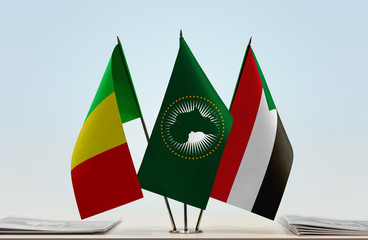 Flags of Mali European Union and Sudan