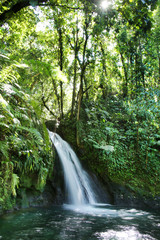 Crayfish Waterfall or La Cascade aux Ecrevisses, Guadeloupe National Park, Guadeloupe, French West Indies.