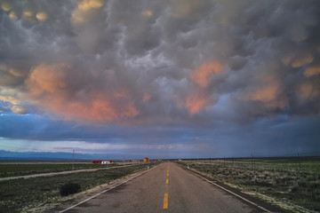 Road and the cloudscape