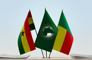Flags of Ghana African Union and Benin