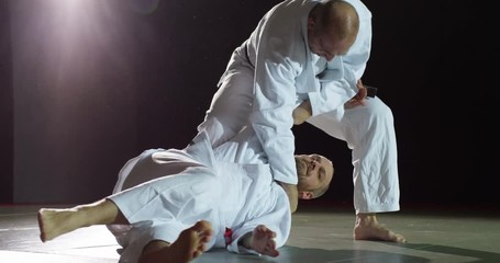 Two martial arts athletes during practice - Powered by Adobe