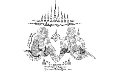 Thai traditional painting, tattoo Hanuman